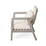 (Set of 2) Outdoor Acacia Wood Patio Club Chairs with Cushions