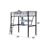 Senon Twin Loft Bed With Desk - Black / Silver