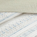 3 Piece Printed Microfiber Seersucker Quilt Set Taupe/Blue Full/Queen