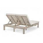 TREXM 5-Position Adjustable Backrest Double Chaise Lounge Outdoor