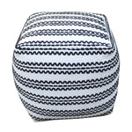 Lani Handcrafted Fabric Pouf - Durable Cotton Square in Natural / Black