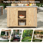 Outdoor Kitchen Island Fir Wood Kitchen Island with Stainless Steel Top