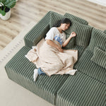 87' Oversized Sectional Lounge Chaise with Plush Corduroy Fabric