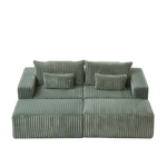 87' Oversized Sectional Lounge Chaise with Plush Corduroy Fabric