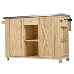 Outdoor Kitchen Island Fir Wood Kitchen Island with Stainless Steel Top