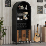 71' Farmhouse Arched Wine Bar Cabinet