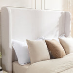 Hayden King Size Upholstered Wingback Bed with Textured Ivory Canvas and Tall 54' Headboard