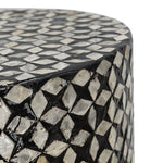 D14x20' Black Round Accent Capiz Stool, Garden Side Table