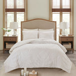 3 Piece Tufted Cotton Chenille Palm Comforter Set Off-White King/Cal King