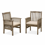 7 Pieces Acacia Wood Outdoor Dining Set with 6 Chairs and Large Table