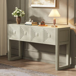 Geometric Carved Console Table with 3 Soft-Close Drawers