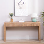 Modern Console Table with 4 Drawers – 59.2" Entryway Table in Natural Wood Finish