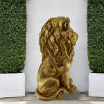 24" Lion Statue, Resin Outdoor Guardian Sculpture