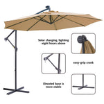 Outdoor Cantilever Patio Umbrella with 32 LED Lights, 10 ft
