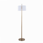 Casper 69" Contemporary Metal Floor Lamp in Gold Metal with Off-White Linen Shade
