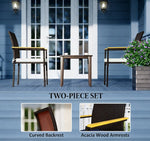 Set of 2 Patio Wicker Dining Chairs with Backrest and Armrests