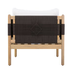 Outdoor Acacia Club Chairs (Set of 2) with Diamond-Pattern Black Rope, Light Teak Finish