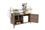Outdoor Bar Table with Wicker Cabinet and Steel Top