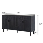 Modern Black Sideboard Cabinet with Nailhead Accents