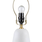 Textured Ceramic Table Lamp with Fluted Fabric Shade - White