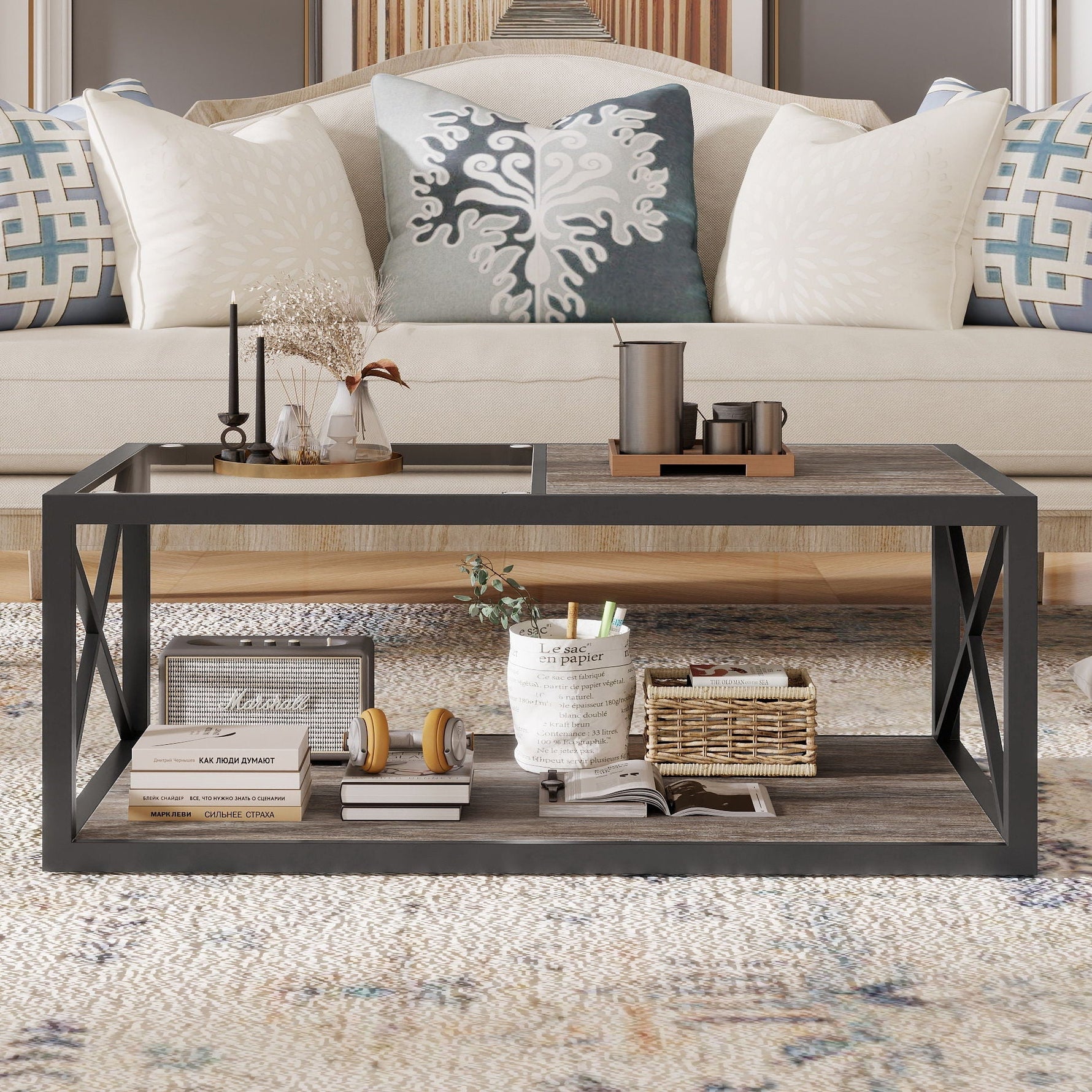 Industrial Style Coffee Table for Bedroom & Living Room