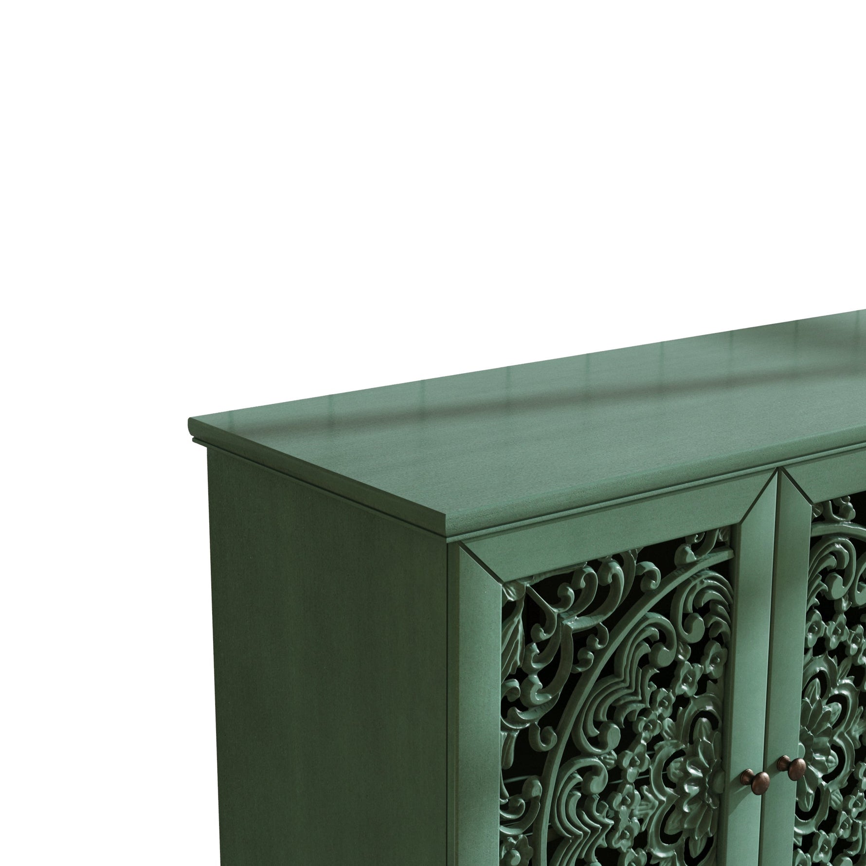 60' Antique Buffet Cabinet with Floral Carvings