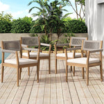 Patio Set Outdoor Acacia Wood Furniture Sets - Braided Dining Chairs and Patio Dining Table