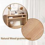 Modern Rustic Console Table – 59” Wood Entryway Table with Shelf & Decorative Bead Detail