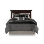 7 Piece Faux Suede Comforter Set Black King