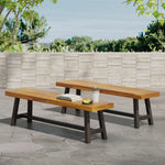 Tranquilizer Outdoor Acacia Wood Bench With Slat Panel Design