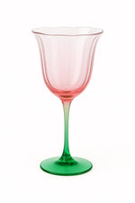 Khen Blossom Pink Tulip Wine Glasses Set of 2, Hand Blown Colored Crystal