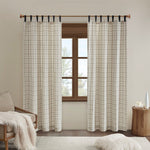 Plaid Faux Leather Tab Top Curtain Panel with Fleece Lining