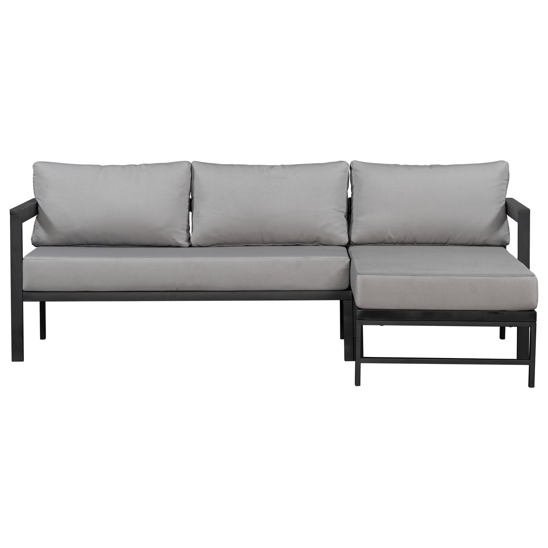 U_style Outdoor L-Shaped Sofa with Iron Frame and Ultra-Thick Cushions