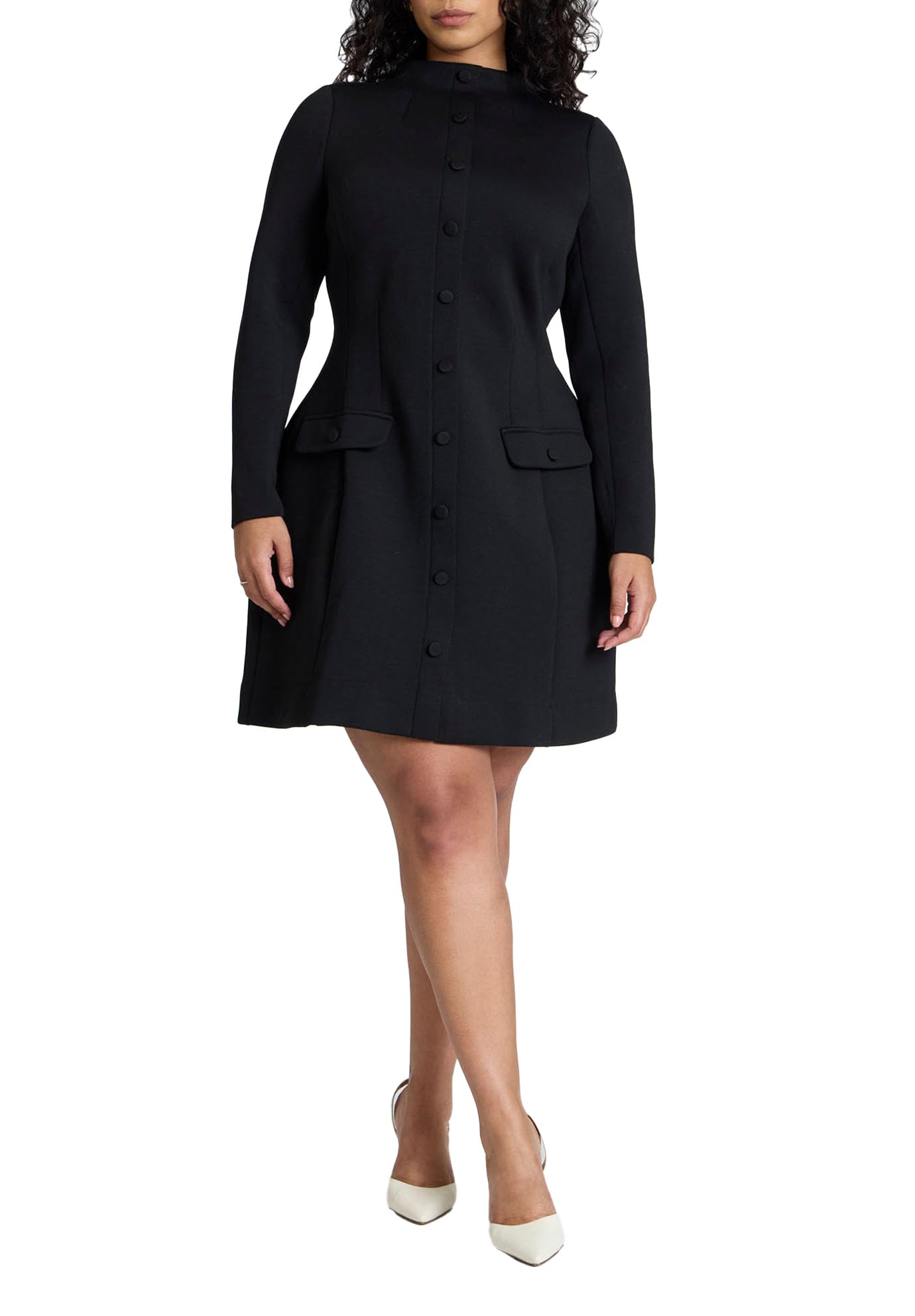 ELOQUII Women's Plus Size Mock Neck Mini Dress - 20, Black Onyx