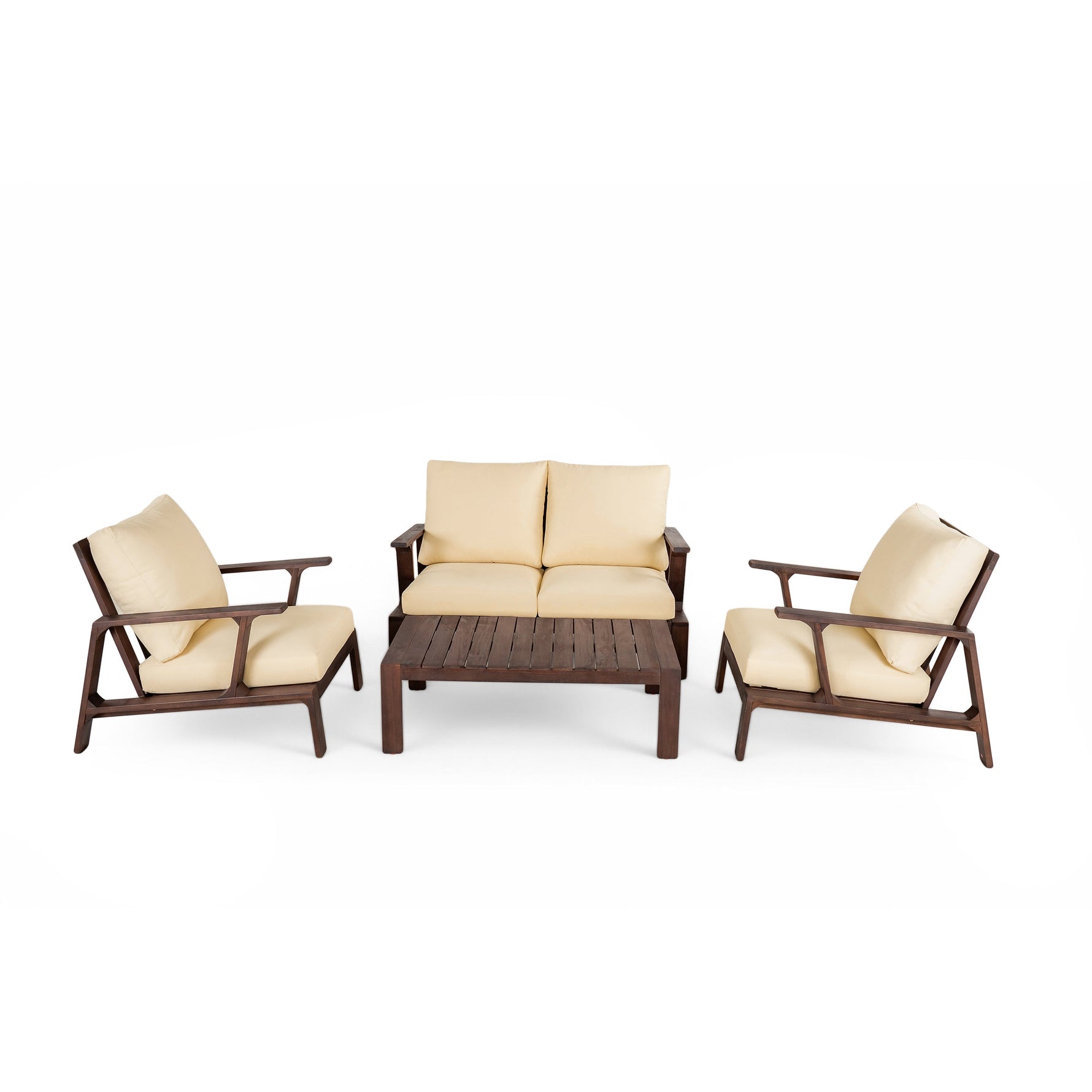 4 Pieces Outdoor Sofa Set with Cushions and Coffee Table