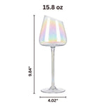 Slanted Iridescent Wine Glass, Single 15.8oz 9.84in Clear Glass