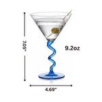 Spiral Stem Martini Glasses Set of 2, 9.2oz 7.05" Blue