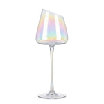 Slanted Iridescent Wine Glass, Single 15.8oz 9.84in Clear Glass
