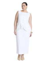 ELOQUII Women's Plus Size Linen Blend Column Skirt - 22, Snow White