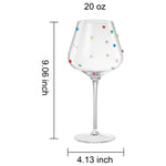 Confetti Stemmed Wine Glasses Set of 2, 20oz Multicolor Clear Glass 20oz