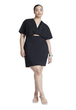 ELOQUII Women's Plus Size Poplin Twist Mini Dress - 24, Black Onyx