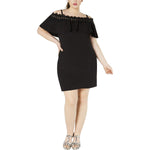 BCX Womens Juniors Plus Off-The-Shoulder Shift Dress Black 1X