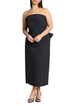 ELOQUII Women's Plus Size Pleated Bodice Bow Detail Dress - 18, Black Onyx