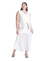 ELOQUII Women's Plus Size Mixed Media Skirt - 22, Cream