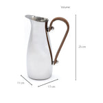 Silver Stainless Steel Water Pitcher, Leather Handle