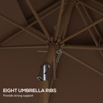 Outsunny 9' Patio Umbrella with Push Button Tilt and Crank