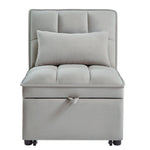 4 in 1 Multi-Function Single Sofa Bed with Storage Pockets Gray
