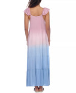 Raviya Women's Tiered Maxi Dress Cover-Up Women's Swimsuit Mauve Ombre Small