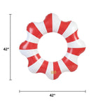 Amalfi Scalloped Inflatable Tube Pool Float Ring - Red & White