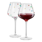 Confetti Stemmed Wine Glasses Set of 2, 20oz Multicolor Clear Glass 20oz